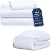 imageCalifornia Design Den 4Piece Twin XL Size Dorm Bedding Bundle  1 Sheet Set ampamp 1 Duvet Cover  400 Thread Count  100 Cotton Sateen  White