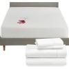 imageCalifornia Design Den 5 Piece Full Size Sheet Set Antique White and Waterproof Mattress Protector White Bundle  400 Thread Count 100 Cotton Sateen 4 Piece Sheet Set with 1 Mattress Protector