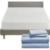 imageCalifornia Design Den 5 Piece King Size Sheet Set Blue Hydrangea and Waterproof Mattress Protector White Bundle  Soft 100 Cotton Sateen 4 Piece Sheet Set with 1 Mattress Protector