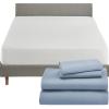 imageCalifornia Design Den 5 Piece King Size Sheet Set Blue and Waterproof Mattress Protector White Bundle  1000 Thread Count 100 Cotton Sateen 4 Piece Sheet Set with 1 Mattress Protector
