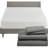imageCalifornia Design Den 5 Piece King Size Sheet Set Grey and Waterproof Mattress Protector White Bundle  1000 Thread Count 100 Cotton Sateen 4 Piece Sheet Set with 1 Mattress Protector