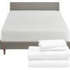 imageCalifornia Design Den 5 Piece King Size Sheet Set and Waterproof Mattress Protector Bundle  1000 Thread Count 100 Cotton Sateen 4 Piece Sheet Set with 1 Mattress Protector White