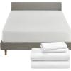 imageCalifornia Design Den 5 Piece King Size Sheet Set and Waterproof Mattress Protector Bundle  Soft 100 Cotton Sateen 4 Piece Sheet Set with 1 Mattress Protector White