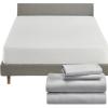 imageCalifornia Design Den 5 Piece Queen Size Sheet Set Light Grey and Waterproof Mattress Protector White Bundle  Soft 100 Cotton Sateen 4 Piece Sheet Set with 1 Mattress Protector