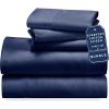 imageCalifornia Design Den 5 Piece Twin Size Sheet Set with 3 Pillowcases  Soft 100 Cotton Sateen Navy Blue