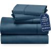imageCalifornia Design Den 5 Piece Twin Size Sheet Set with 3 Pillowcases 400 Thread Count 100 Cotton Sateen Peacock Blue