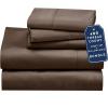 imageCalifornia Design Den 5 Piece Twin Size Sheet Set with 3 Pillowcases 400 Thread Count 100 Cotton Sateen Warm Chocolate Brown