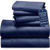 imageCalifornia Design Den 6 Piece Full Size Sheet Set with 4 Pillowcases  Soft 100 Cotton Sateen Navy Blue