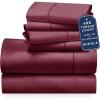 imageCalifornia Design Den 6 Piece Full Size Sheet Set with 4 Pillowcases 400 Thread Count 100 Cotton Sateen Burgundy Red
