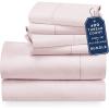 imageCalifornia Design Den 6 Piece Full Size Sheet Set with 4 Pillowcases 400 Thread Count 100 Cotton Sateen Pink