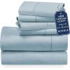 imageCalifornia Design Den 6 Piece Full Size Sheet Set with 4 Pillowcases 400 Thread Count 100 Cotton Sateen Sky Blue
