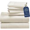imageCalifornia Design Den 6 Piece King Size Sheet Set with 4 Pillowcases  1000 Thread Count 100 Cotton Sateen Creamy Beige