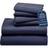 imageCalifornia Design Den 6 Piece King Size Sheet Set with 4 Pillowcases  1000 Thread Count 100 Cotton Sateen Navy Blue