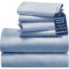 imageCalifornia Design Den 6 Piece King Size Sheet Set with 4 Pillowcases  Soft 100 Cotton Sateen Blue Hydrangea