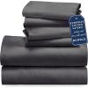 imageCalifornia Design Den 6 Piece King Size Sheet Set with 4 Pillowcases  Soft 100 Cotton Sateen Dark Grey
