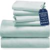 imageCalifornia Design Den 6 Piece King Size Sheet Set with 4 Pillowcases  Soft 100 Cotton Sateen Seafoam