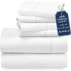 imageCalifornia Design Den 6 Piece King Size Sheet Set with 4 Pillowcases 400 Thread Count 100 Cotton Sateen Antique White