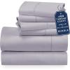 imageCalifornia Design Den 6 Piece King Size Sheet Set with 4 Pillowcases 400 Thread Count 100 Cotton Sateen Dusky Lavender Gray