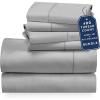 imageCalifornia Design Den 6 Piece King Size Sheet Set with 4 Pillowcases 400 Thread Count 100 Cotton Sateen Light Grey