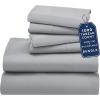 imageCalifornia Design Den 6 Piece Queen Size Sheet Set with 4 Pillowcases  1000 Thread Count 100 Cotton Sateen Light Grey