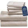imageCalifornia Design Den 6 Piece Queen Size Sheet Set with 4 Pillowcases  1000 Thread Count 100 Cotton Sateen Sand Beige
