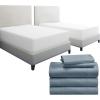 imageCalifornia Design Den 7 Piece Bedding Bundle  5 Piece Blue Sheet Set 800 Thread Count 100 Cotton Sateen with 2 White Mattress Protectors  Split King