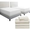 imageCalifornia Design Den 7 Piece Bedding Bundle  5 Piece Creamy Ivory Sheet Set 800 Thread Count 100 Cotton Sateen with 2 White Mattress Protectors  Split King