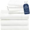 imageCalifornia Design Den 7 Piece Split King Size Sheet Set with 4 Pillowcases 400 Thread Count 100 Cotton Sateen Pale Ivory