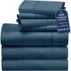 imageCalifornia Design Den 7 Piece Split King Size Sheet Set with 4 Pillowcases 400 Thread Count 100 Cotton Sateen Peacock Blue