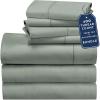 imageCalifornia Design Den 7 Piece Split King Size Sheet Set with 4 Pillowcases 400 Thread Count 100 Cotton Sateen Sage Green