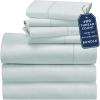 imageCalifornia Design Den 7 Piece Split King Size Sheet Set with 4 Pillowcases 400 Thread Count 100 Cotton Sateen Seafoam
