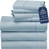 imageCalifornia Design Den 7 Piece Split King Size Sheet Set with 4 Pillowcases 400 Thread Count 100 Cotton Sateen Sky Blue