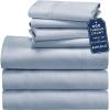 imageCalifornia Design Den 7 Piece Split King Size Sheet Set with 4 Pillowcases 600 Thread Count 100 Cotton Sateen Blue