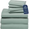imageCalifornia Design Den 7 Piece Split King Size Sheet Set with 4 Pillowcases 600 Thread Count 100 Cotton Sateen Sage Green  Cool Tone
