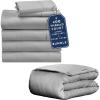 imageCalifornia Design Den 7Piece Twin XL Size Dorm Bedding Bundle  2 Sheet Sets ampamp 1 Duvet Cover  400 Thread Count  100 Cotton Sateen  Light Grey