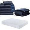 imageCalifornia Design Den 8 Piece Twin XL Size Dorm Bedding Bundle  2 Sheet Sets 1 Duvet Cover and 1 Mattress Protector  Indigo Dusty Blue