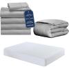 imageCalifornia Design Den 8 Piece Twin XL Size Dorm Bedding Bundle  2 Sheet Sets 1 Duvet Cover and 1 Mattress Protector  Light Grey