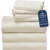 imageCalifornia Design Den Bedding Bundle  Split King Sheet Set with 4 Pillowcases 500 Thread Count 100 Cotton Sateen Creamy Beige
