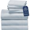 imageCalifornia Design Den Bedding Bundle  Split King Sheet Set with 4 Pillowcases 500 Thread Count 100 Cotton Sateen Light Blue