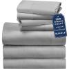 imageCalifornia Design Den Bedding Bundle  Split King Sheet Set with 4 Pillowcases 500 Thread Count 100 Cotton Sateen Light Grey