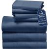 imageCalifornia Design Den Bedding Bundle  Split King Sheet Set with 4 Pillowcases 500 Thread Count 100 Cotton Sateen Navy Blue