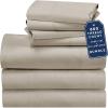 imageCalifornia Design Den Bedding Bundle  Split King Sheet Set with 4 Pillowcases 800 Thread Count 100 Cotton Sateen Beige