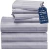 imageCalifornia Design Den Bedding Bundle  Split King Striped Sheet Set with 3 Pillowcases 500 Thread Count 100 Cotton Sateen Lavender Striped