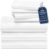 imageCalifornia Design Den Bedding Bundle  Split King Striped Sheet Set with 3 Pillowcases 500 Thread Count 100 Cotton Sateen White Striped