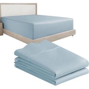 imageCalifornia Design Den 3Piece Bundle  Fitted Sheet with 2 Pillowcases 400 Thread Count 100 Cotton Sateen Deep Pockets Twin Size Sky Blue