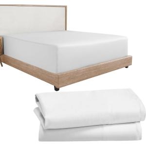 imageCalifornia Design Den 3Piece Bundle  Fitted Sheet with 2 Pillowcases Soft 100 Cotton Sateen Deep Pockets Twin Size White