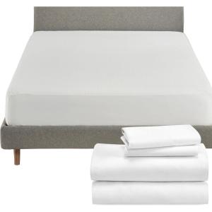 imageCalifornia Design Den 5 Piece King Size Sheet Set and Waterproof Mattress Protector Bundle  Soft 100 Cotton Sateen 4 Piece Sheet Set with 1 Mattress Protector White