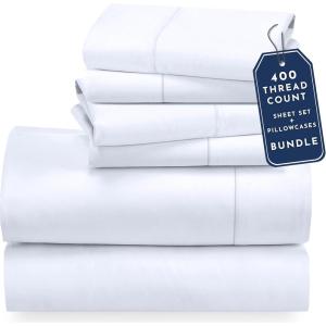 imageCalifornia Design Den 6 Piece King Size Sheet Set with 4 Pillowcases 400 Thread Count 100 Cotton Sateen White