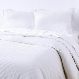 imageCalifornia Design Den 3 Piece King Size Duvet Cover  100 Cotton Sateen 400 Thread Count Soft Luxury Sateen Weave Comforter Cover Two Pillow Shams Button Closure and Corner Ties  Sand Band HotelWhite Geo Matelass