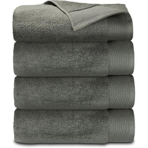 imageCalifornia Design Den Luxury 4Pack Bath Towels 100 Cotton  Soft and Fluffy Quick Dry Ultra Absorbent Large Hotel Spa Quality Towel Set Essential for Home Bathroom  Gray  27quot x 54quot